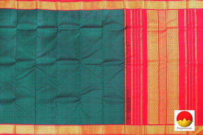 Kanchipuram Silk Saree - Handwoven Pure Silk - Pure Zari - Green & Red - PV RA 103 A - Silk Sari - Panjavarnam