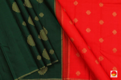 Kanchipuram Silk Saree - Handwoven Pure Silk - Pure Zari - Green & Red - PV SRI 1485 - Archives - Silk Sari - Panjavarnam