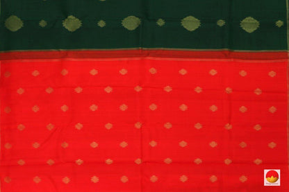 Kanchipuram Silk Saree - Handwoven Pure Silk - Pure Zari - Green & Red - PV SRI 1485 - Archives - Silk Sari - Panjavarnam