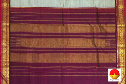 Kanchipuram Silk Saree - Handwoven Pure Silk - Pure Zari - Grey & Magenta - PV J 2949 - Archives - Silk Sari - Panjavarnam