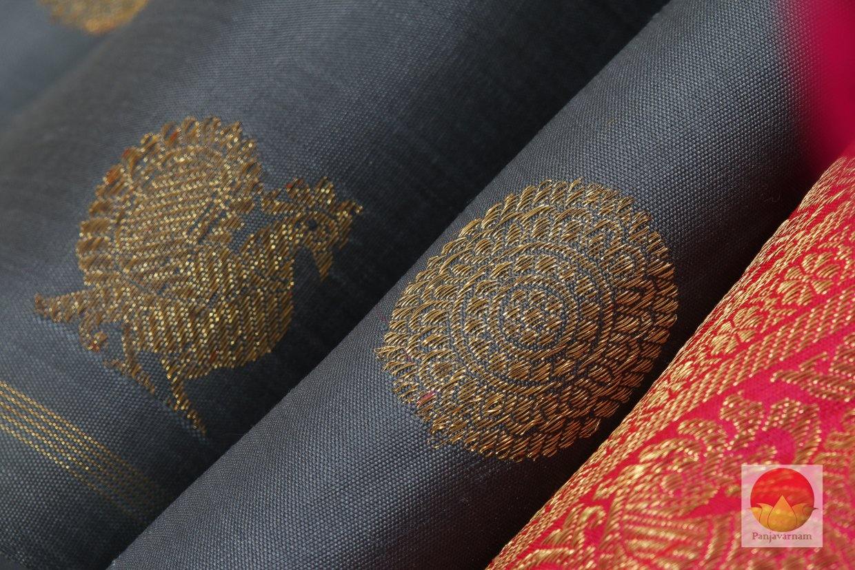 Kanchipuram Silk Saree - Handwoven Pure Silk - Pure Zari - Grey & Pink - PV SRI 1117 - Archives - Silk Sari - Panjavarnam