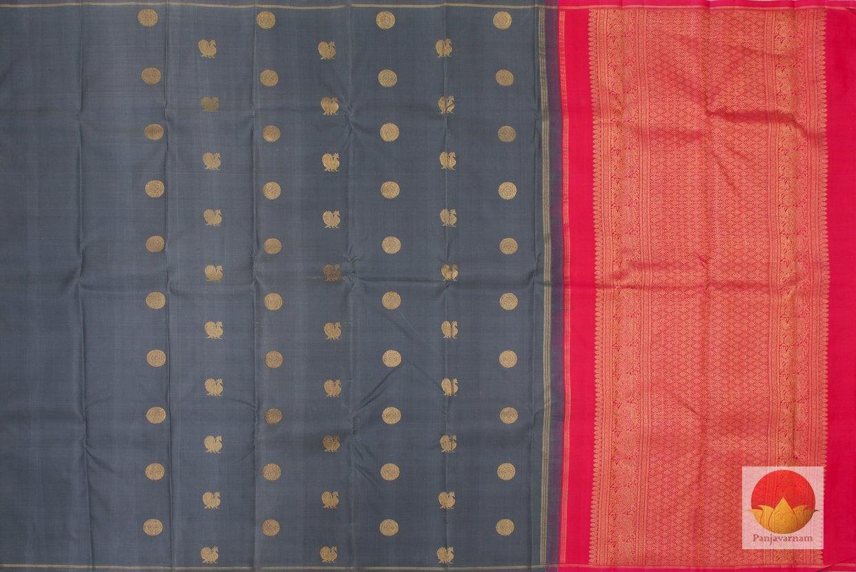 Kanchipuram Silk Saree - Handwoven Pure Silk - Pure Zari - Grey & Pink - PV SRI 1117 - Archives - Silk Sari - Panjavarnam