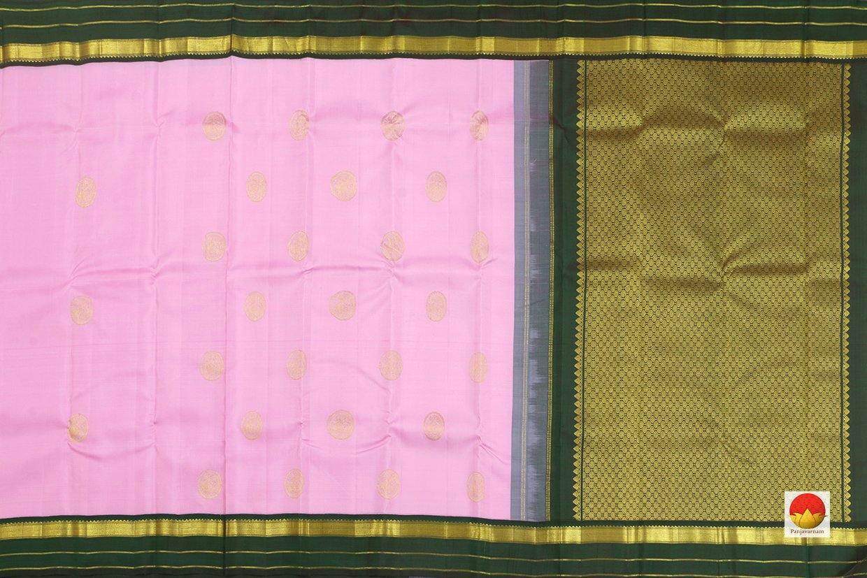 Kanchipuram Silk Saree - Handwoven Pure Silk - Pure Zari - Lotus Pink & Bottle Green - PV J 431 - Archives - Silk Sari - Panjavarnam