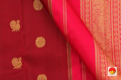 Kanchipuram Silk Saree - Handwoven Pure Silk - Pure Zari - Maroon & Pink - PV G 4270 - Archives - Silk Sari - Panjavarnam