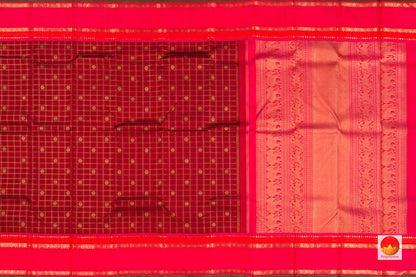 Kanchipuram Silk Saree - Handwoven Pure Silk - Pure Zari - Maroon & Pink - PV NYC 64 - Silk Sari - Panjavarnam