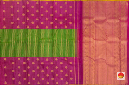 Kanchipuram Silk Saree - Handwoven Pure Silk - Pure Zari - Mubbagam - PV DL 11 - Silk Sari - Panjavarnam