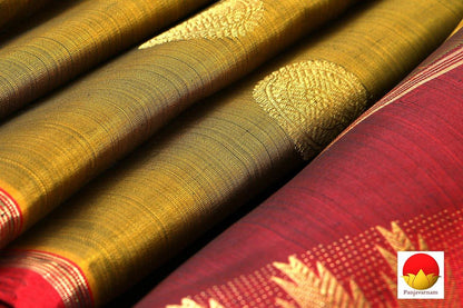 Kanchipuram Silk Saree - Handwoven Pure Silk - Pure Zari - Mubbagam - PV SRI 1367 - Archives - Silk Sari - Panjavarnam