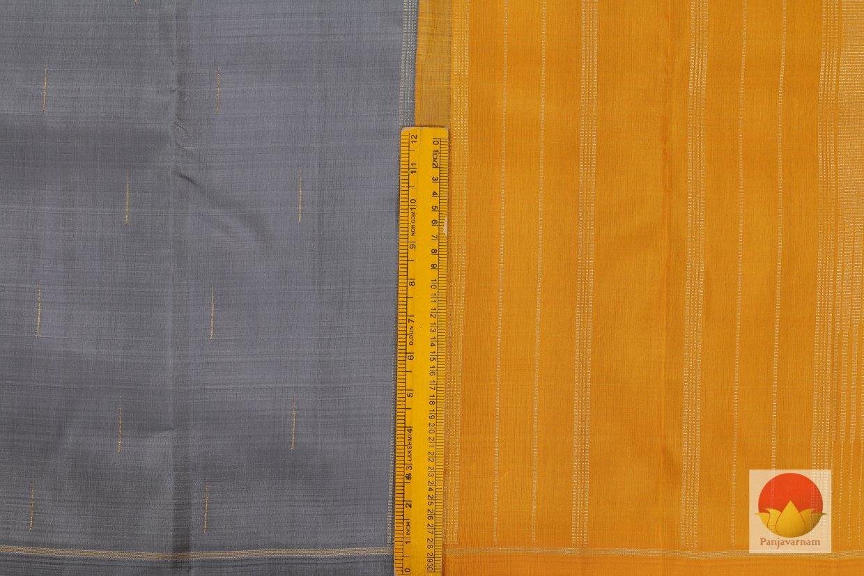 Kanchipuram Silk Saree - Handwoven Pure Silk - Pure Zari - Mustard & Grey - PV SRI 1108 - Archives - Silk Sari - Panjavarnam