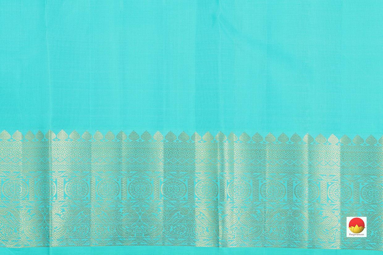 Kanchipuram Silk Saree - Handwoven Pure Silk - Pure Zari - Navy Blue & Cyan - PV J 810 - Archives - Silk Sari - Panjavarnam