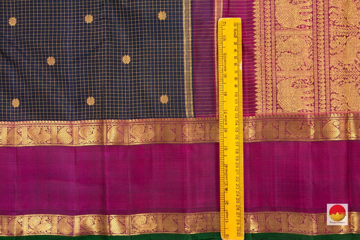 Kanchipuram Silk Saree - Handwoven Pure Silk - Pure Zari - Navy Blue & Magenta - PV DL 06 - Archives - Silk Sari - Panjavarnam