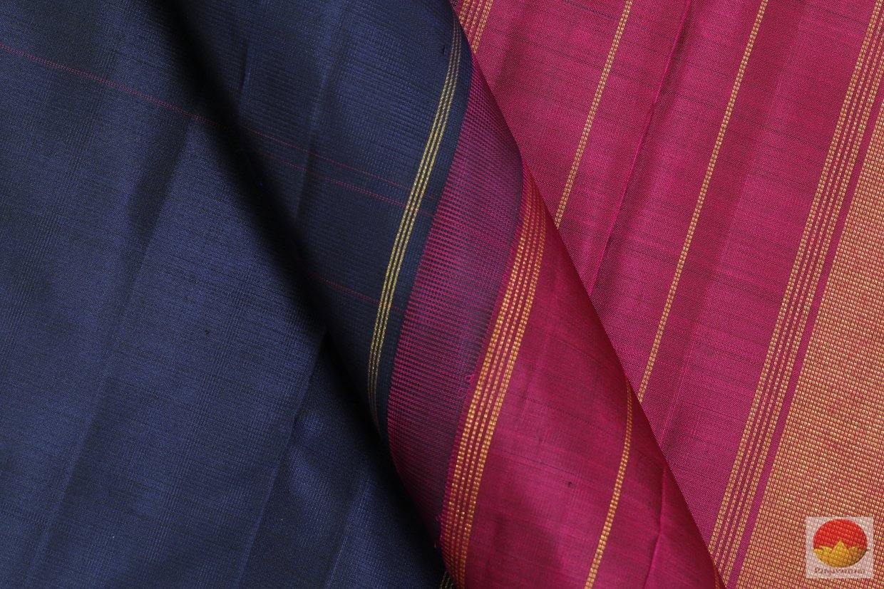 Kanchipuram Silk Saree - Handwoven Pure Silk - Pure Zari - Navy Blue & Magenta - PV SS 210 Archives - Silk Sari - Panjavarnam