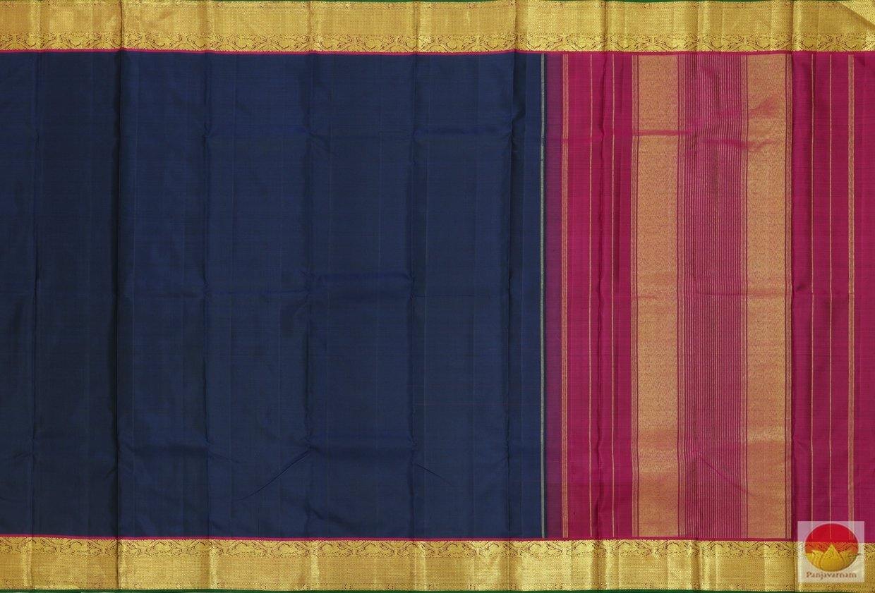 Kanchipuram Silk Saree - Handwoven Pure Silk - Pure Zari - Navy Blue & Magenta - PV SS 210 Archives - Silk Sari - Panjavarnam
