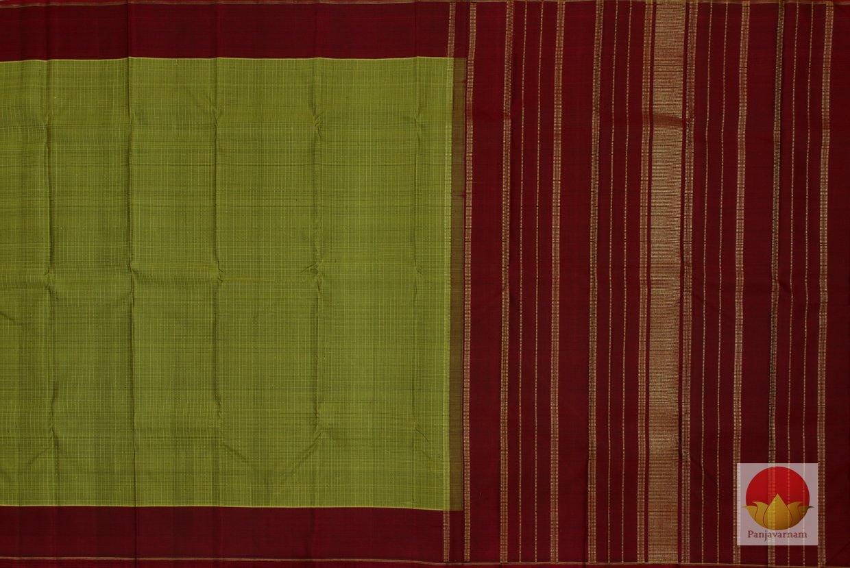 Kanchipuram Silk Saree - Handwoven Pure Silk - Pure Zari - Olive Green & Maroon - PV SRI 207 Archives - Silk Sari - Panjavarnam