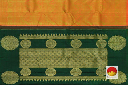 Kanchipuram Silk Saree - Handwoven Pure Silk - Pure Zari - Orange & Green - PV SRI 1376 - Archives - Silk Sari - Panjavarnam