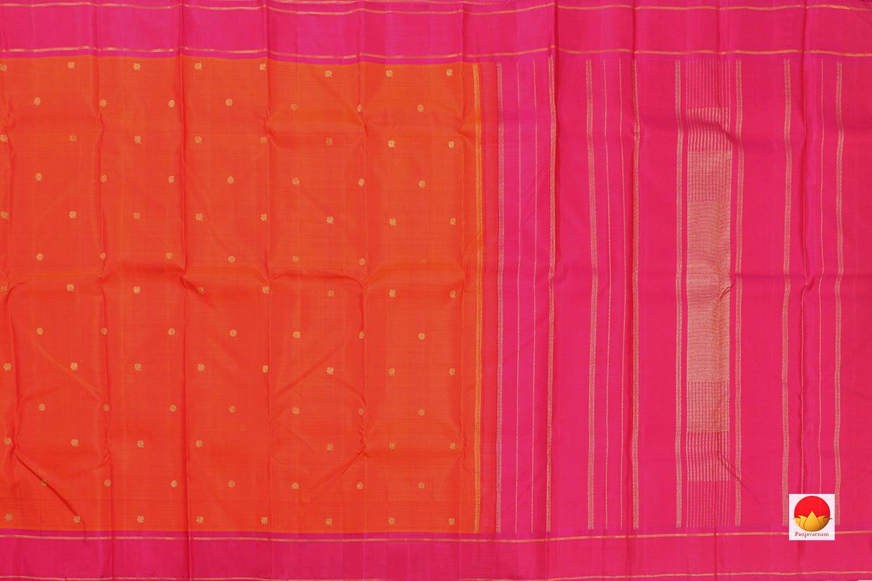 Kanchipuram Silk Saree - Handwoven Pure Silk - Pure Zari - Orange & Pink - PV SRI 2229 - Archives - Silk Sari - Panjavarnam