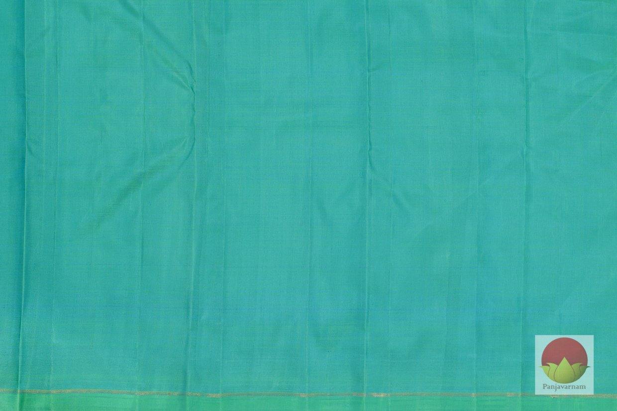 Kanchipuram Silk Saree - Handwoven Pure Silk - Pure Zari - Pastel Peach & Cyan - PV SRI 1103 - Archives - Silk Sari - Panjavarnam