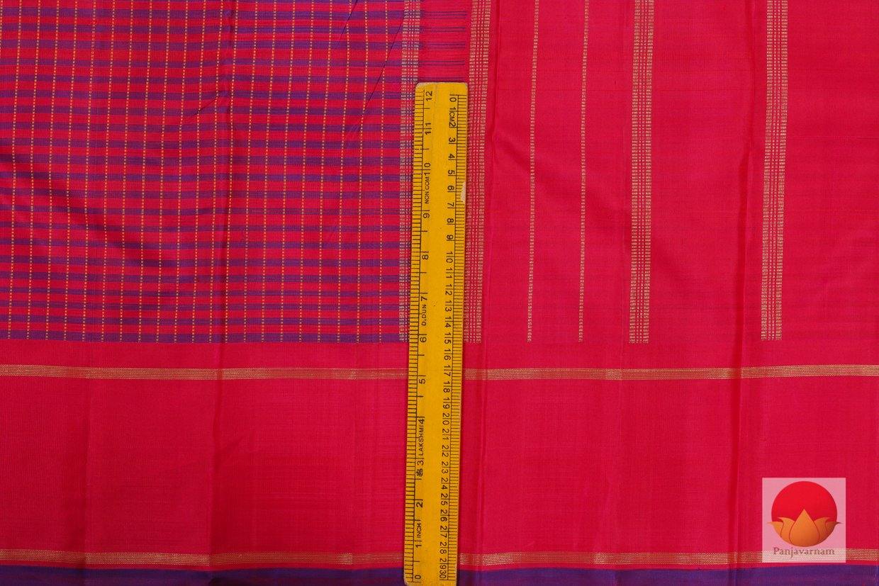 Kanchipuram Silk Saree - Handwoven Pure Silk - Pure Zari - Pink & Blue - PV SRI 184 - Archives - Silk Sari - Panjavarnam