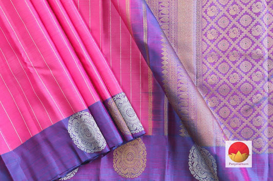 Kanchipuram Silk Saree - Handwoven Pure Silk - Pure Zari - Pink & Lavender - PV SRI 1379 - Archives - Silk Sari - Panjavarnam