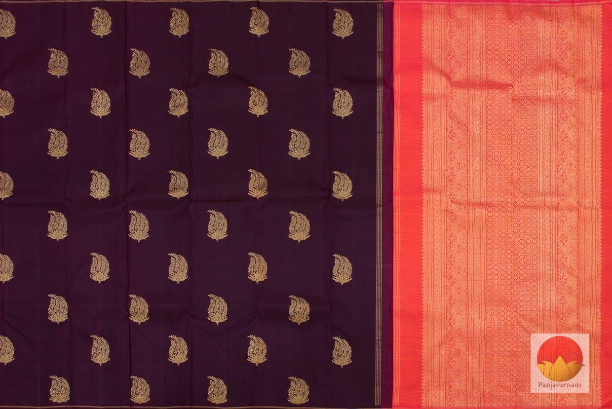 Kanchipuram Silk Saree - Handwoven Pure Silk - Pure Zari - Purple & Peach - PV SRI 1244 - Archives - Silk Sari - Panjavarnam