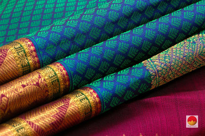 Kanchipuram Silk Saree - Handwoven Pure Silk - Pure Zari - PV DL 10 - Archives - Silk Sari - Panjavarnam