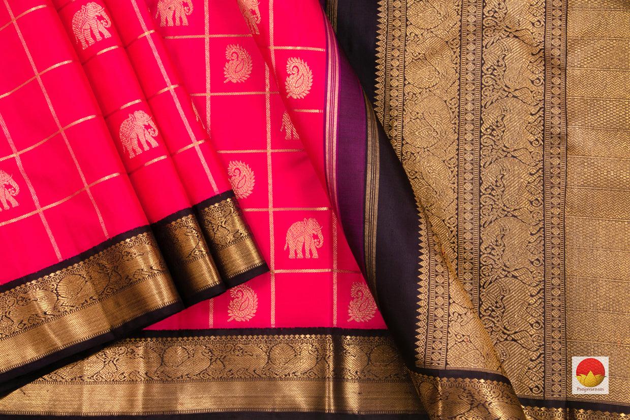 Kanchipuram Silk Saree - Handwoven Pure Silk - Pure Zari - PV DL 13 - Saris & Lehengas - Panjavarnam