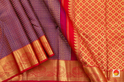 Kanchipuram Silk Saree - Handwoven Pure Silk - Pure Zari - PV G 1809 - Silk Sari - Panjavarnam