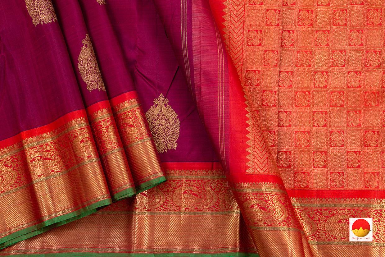 Kanchipuram Silk Saree - Handwoven Pure Silk - Pure Zari - PV J 1335 - Silk Sari - Panjavarnam