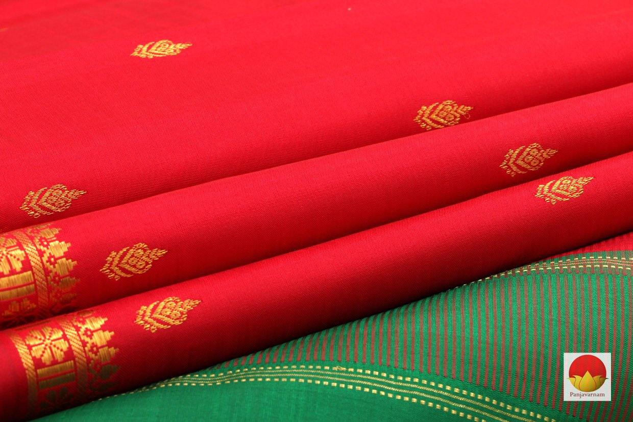 Kanchipuram Silk Saree - Handwoven Pure Silk - Pure Zari - Red & Green - PV G 4281 - Archives - Silk Sari - Panjavarnam