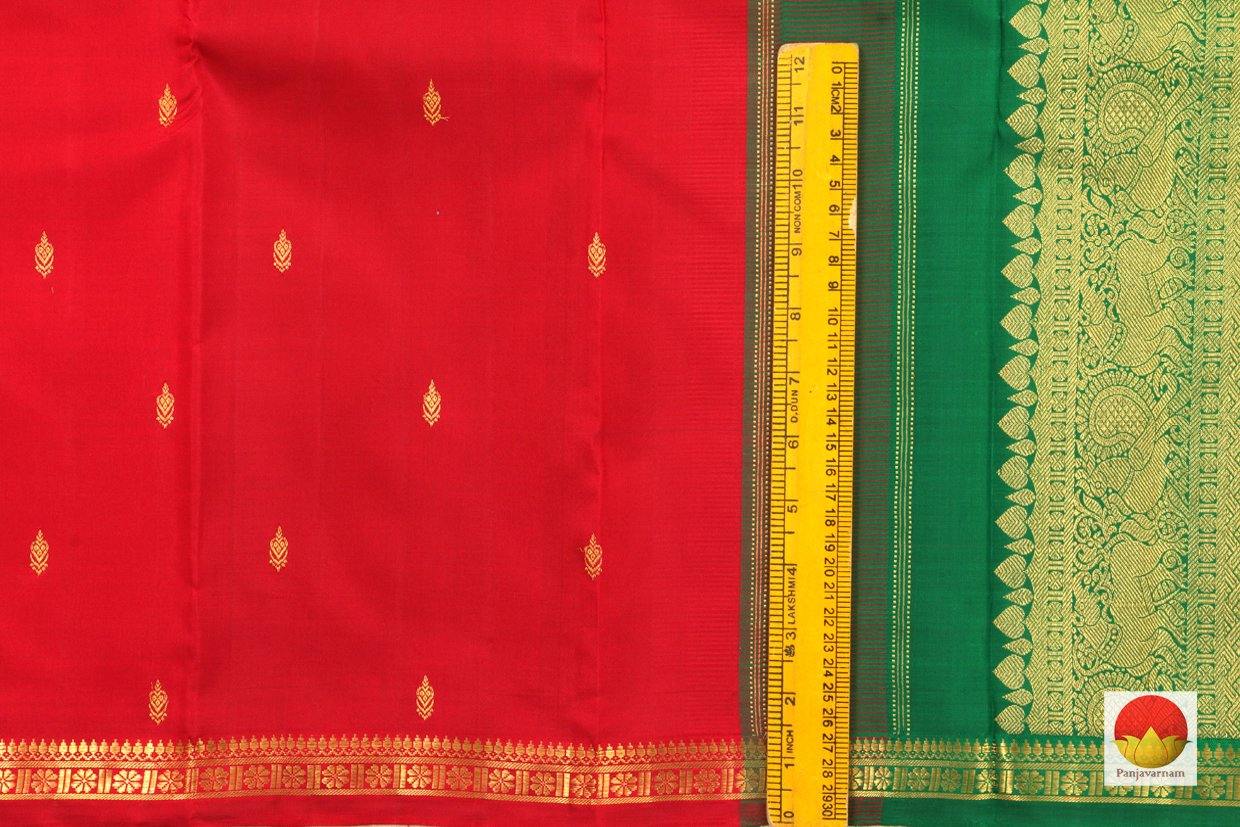 Kanchipuram Silk Saree - Handwoven Pure Silk - Pure Zari - Red & Green - PV G 4281 - Archives - Silk Sari - Panjavarnam