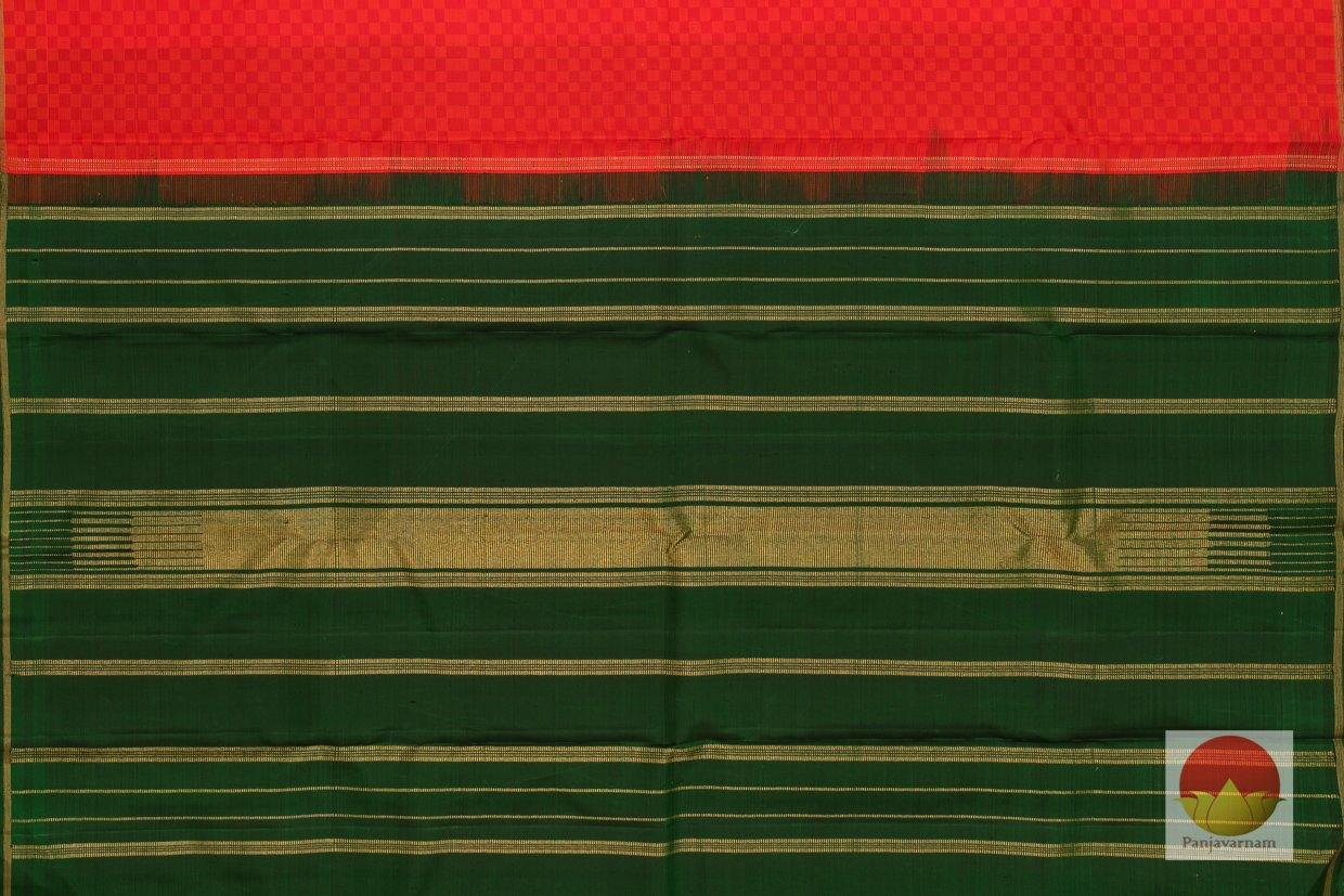 Kanchipuram Silk Saree - Handwoven Pure Silk - Pure Zari - Red & Green - PV SRI 1252 - Silk Sari - Panjavarnam