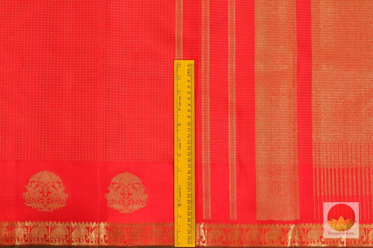 Kanchipuram Silk Saree - Handwoven Pure Silk - Pure Zari - Red & Green - PV SRI 195 - Archives - Silk Sari - Panjavarnam