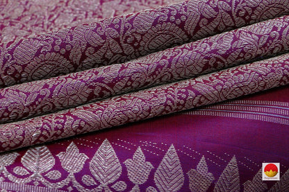 Kanchipuram Silk Saree - Handwoven Pure Silk - Pure Zari - Rising Border - PV SRI 4454 - Cotton Saree - Panjavarnam