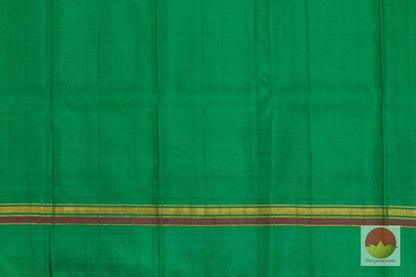 Kanchipuram Silk Saree - Handwoven Pure Silk - Pure Zari - Temple Border - Blue & Green - PV G 4061 - Silk Sari - Panjavarnam