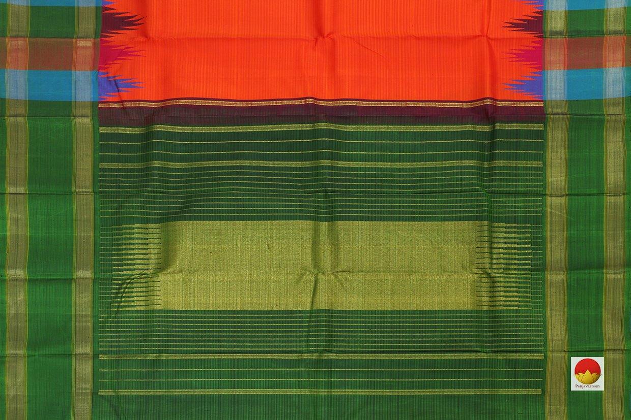Kanchipuram Silk Saree - Handwoven Pure Silk - Pure Zari - Temple Border - PV J 3692A - Silk Sari - Panjavarnam