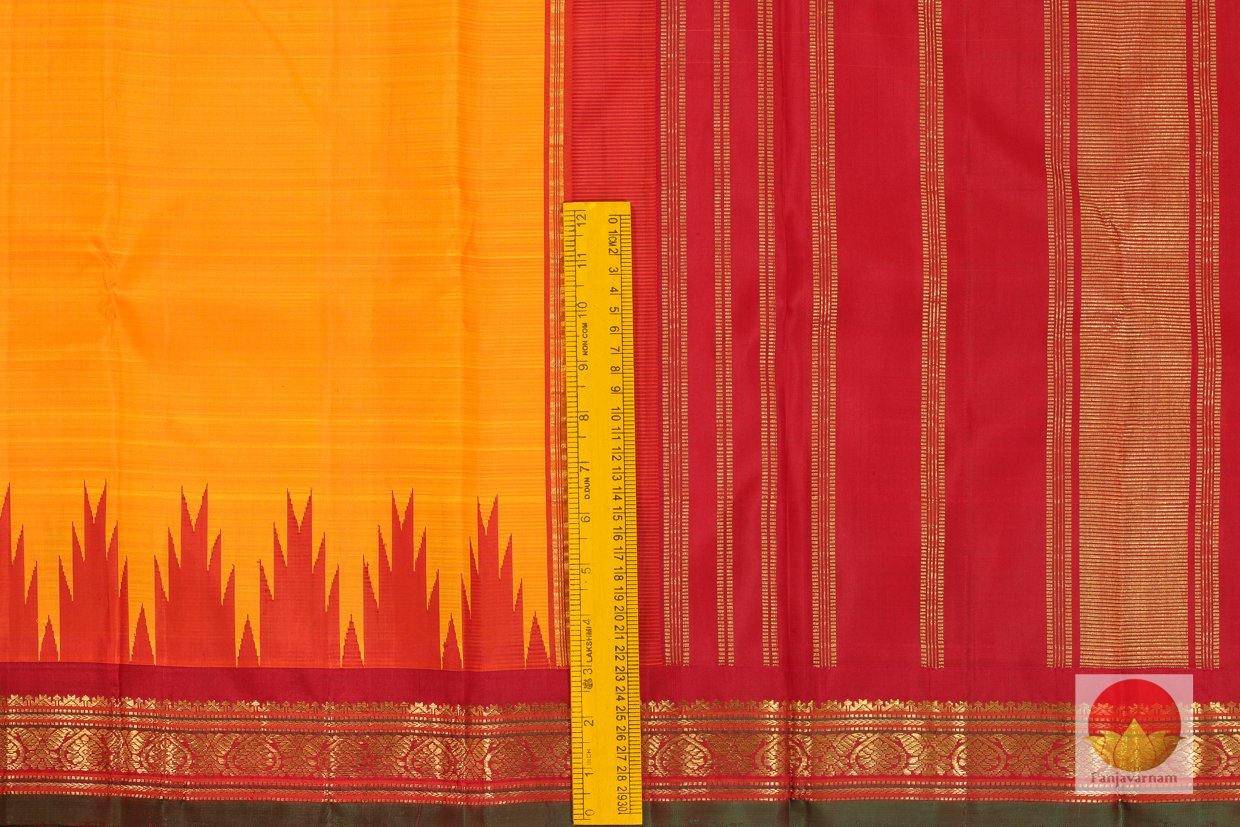 Kanchipuram Silk Saree - Handwoven Pure Silk - Pure Zari - Temple Korvai Border - PV RA 1 B - Archives - Silk Sari - Panjavarnam