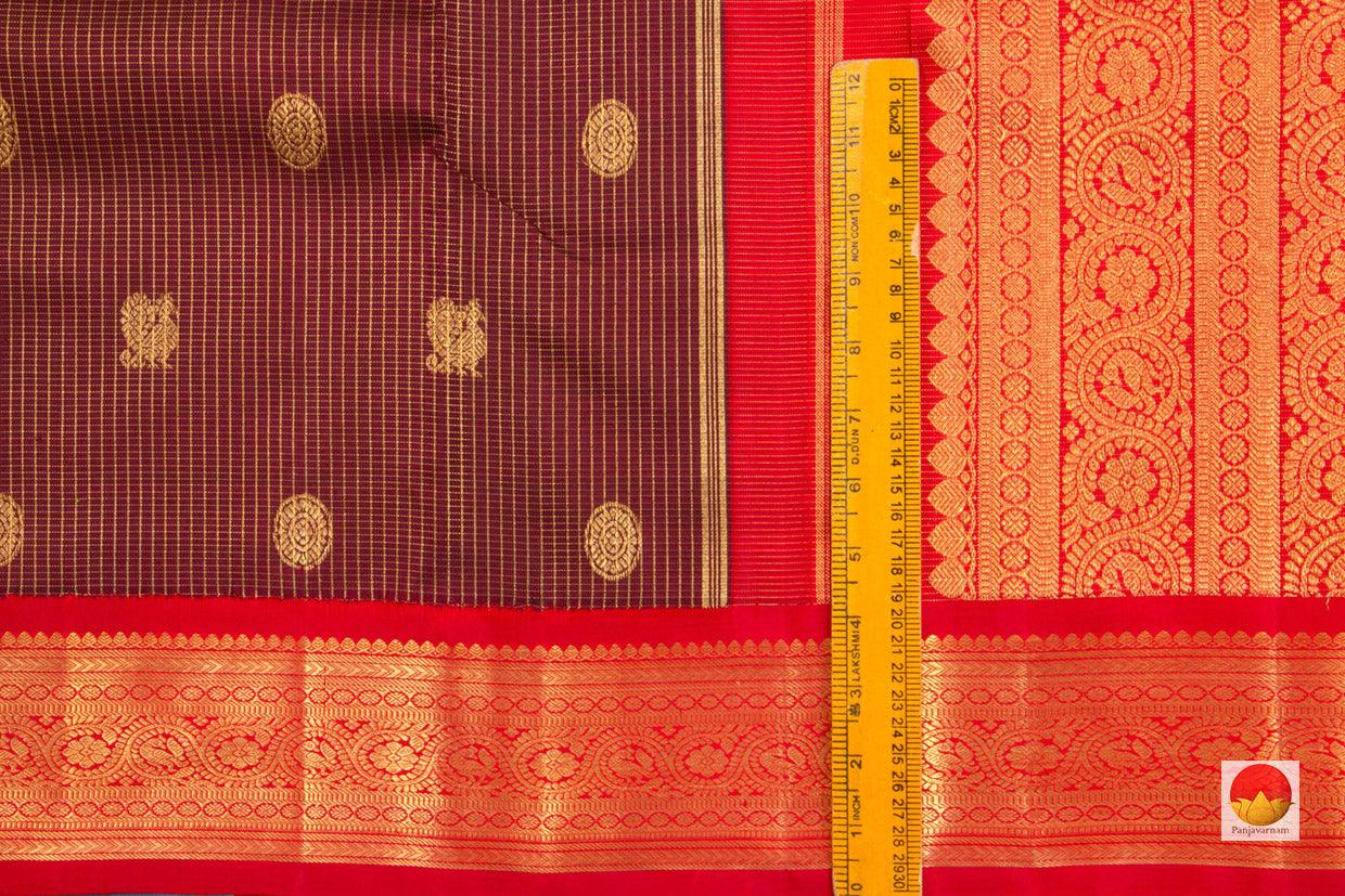Kanchipuram Silk Saree - Handwoven Pure Silk - Pure Zari - Vaira Oosi - PV NYC 16 - Silk Sari - Panjavarnam