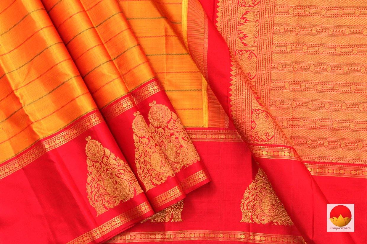 Kanchipuram Silk Saree - Handwoven Pure Silk - Pure Zari - Veldhari Stripes - Ganga Jamuna Border - PV G 4285 - Archives - Silk Sari - Panjavarnam