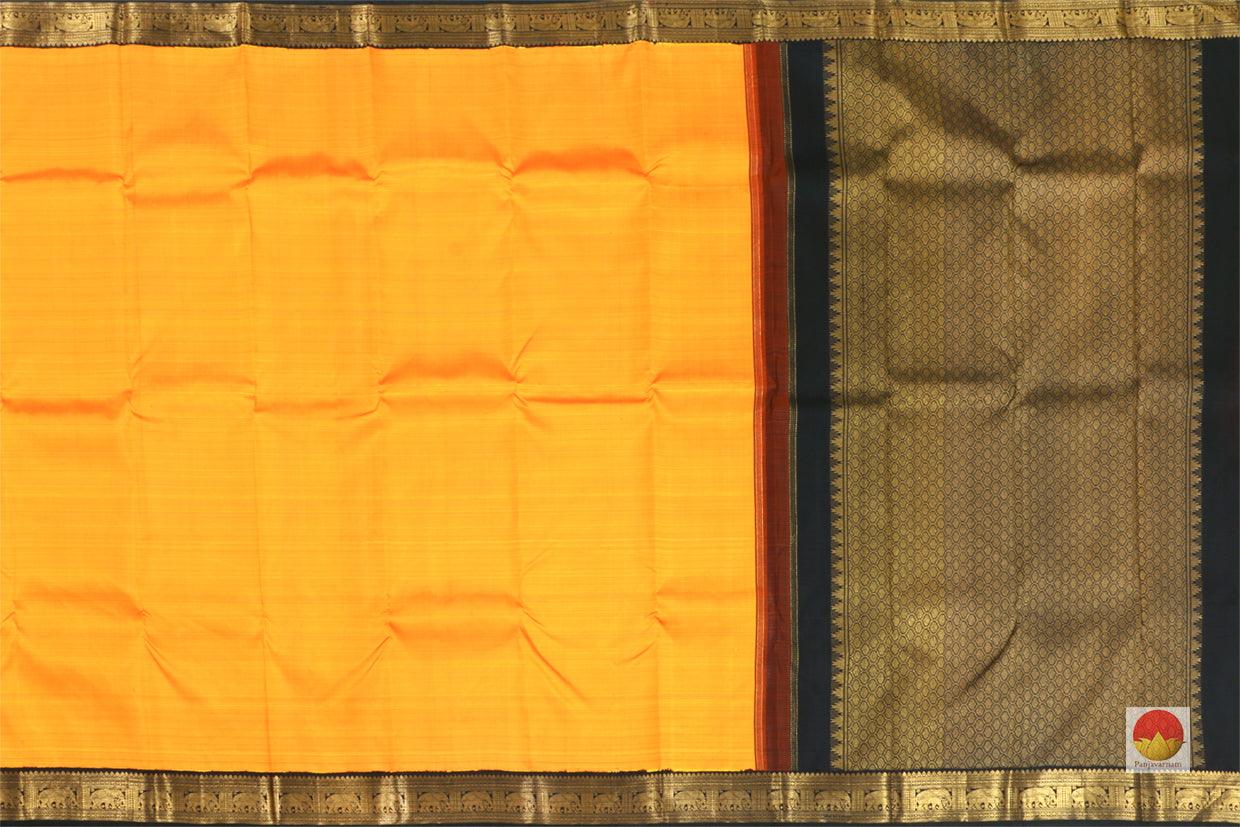 Kanchipuram Silk Saree - Handwoven Pure Silk - Pure Zari - Yellow & Black - PV J 839 - Archives - Silk Sari - Panjavarnam