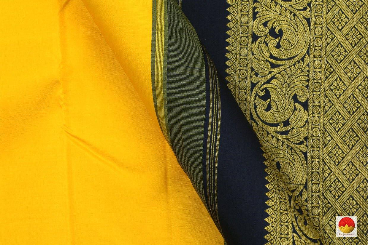 Kanchipuram Silk Saree - Handwoven Pure Silk - Pure Zari - Yellow & Blue - PV J 2845 - Archives - Silk Sari - Panjavarnam