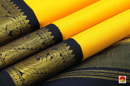 Kanchipuram Silk Saree - Handwoven Pure Silk - Pure Zari - Yellow & Blue - PV J 2845 - Archives - Silk Sari - Panjavarnam