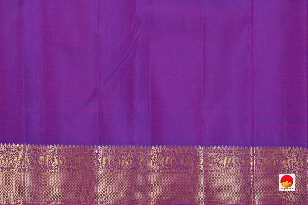 Kanchipuram Silk Saree - Handwoven Pure Silk - Pure Zari - Yellow & Purple - PV J 820 - Archives - Silk Sari - Panjavarnam