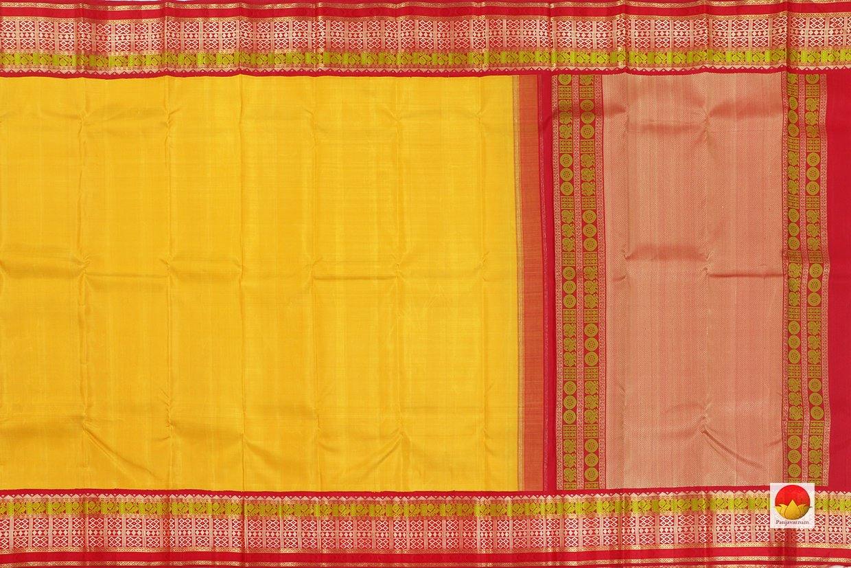 Kanchipuram Silk Saree - Handwoven Pure Silk - Pure Zari - Yellow & Red - PV SRI 1775 - Archives - Silk Sari - Panjavarnam