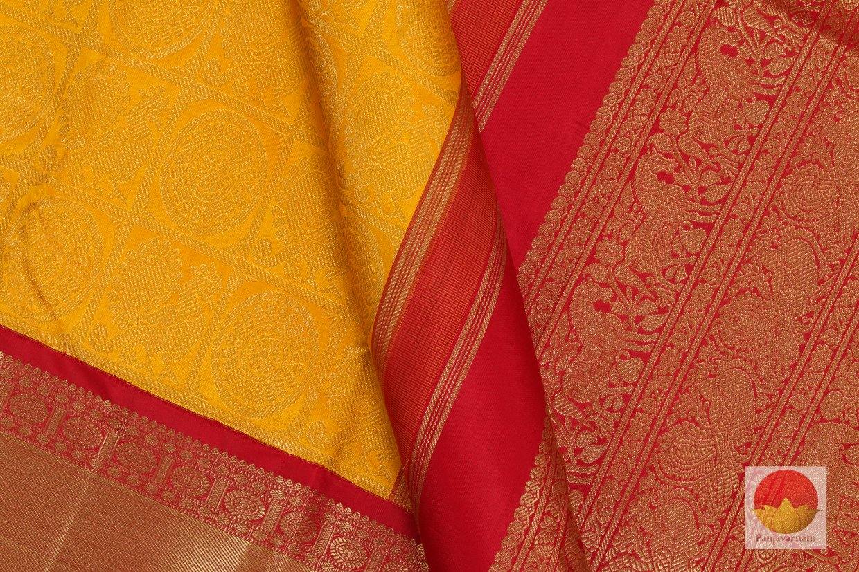 Kanchipuram Silk Saree - Handwoven Pure Silk - Pure Zari - Yellow & Red - PV SVS 43 - Archives - Silk Sari - Panjavarnam