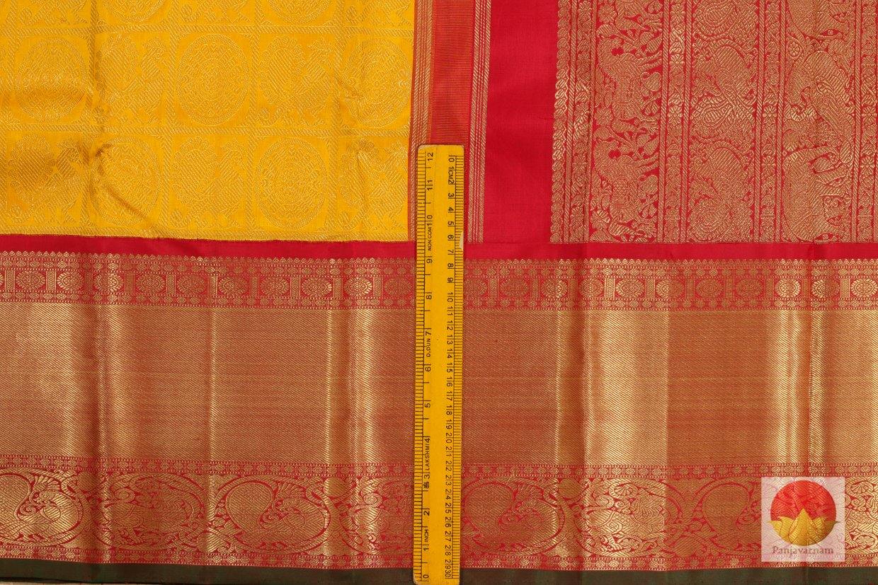 Kanchipuram Silk Saree - Handwoven Pure Silk - Pure Zari - Yellow & Red - PV SVS 43 - Archives - Silk Sari - Panjavarnam