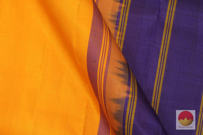 Kanchipuram Silk Saree - Handwoven Pure Silk - Temple Korvai Border - No Zari - PV SH NZ 178 - Archives - - Panjavarnam