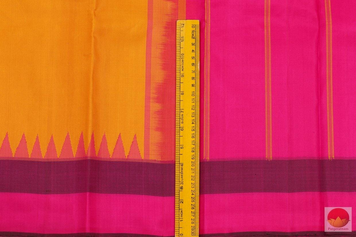 Kanchipuram Silk Saree - Handwoven Pure Silk - Temple Korvai Border - PV G 4206 - Archives - Silk Sari - Panjavarnam