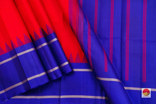 Kanchipuram Silk Saree - Handwoven Pure Silk - Temple Korvai Border - PV SH NZ 227 - Silk Sari - Panjavarnam