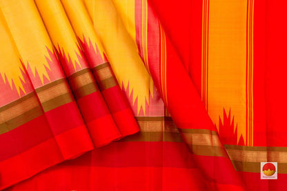 Kanchipuram Silk Saree - Handwoven Pure Silk - Temple Korvai Border - PV SH NZ 229 - Silk Sari - Panjavarnam