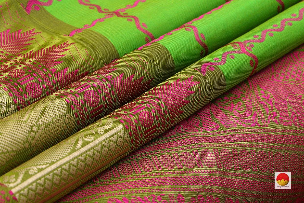 Kanchipuram Silk Saree - Handwoven Pure Silk - Veldhari - No Zari - PV SH NZ 204 - Silk Sari - Panjavarnam