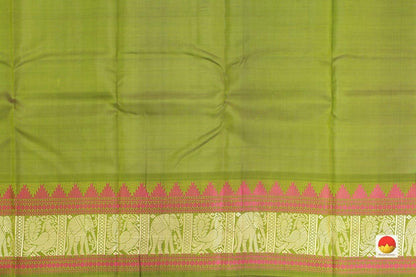 Kanchipuram Silk Saree - Handwoven Pure Silk - Veldhari - No Zari - PV SH NZ 204 - Silk Sari - Panjavarnam